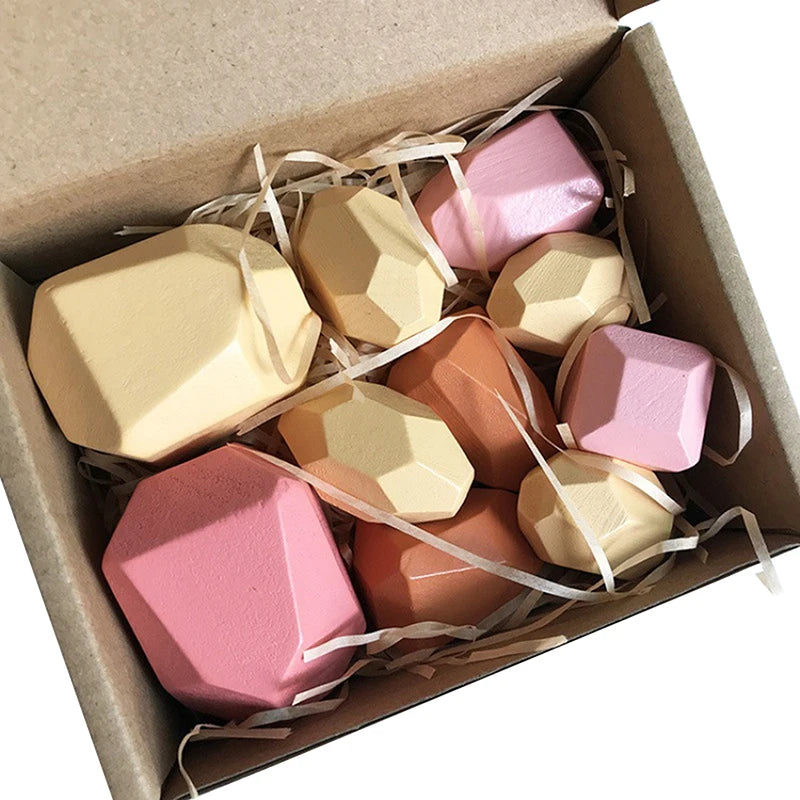 Wooden Stacking Stones pink