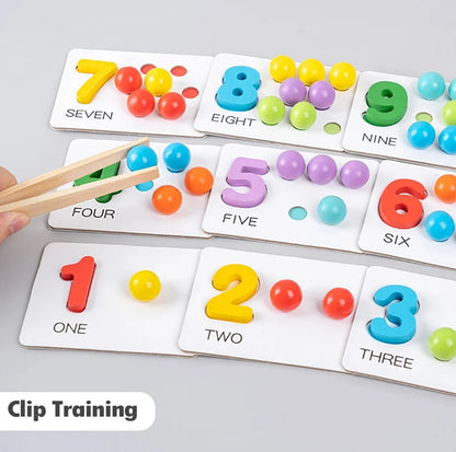 Wooden colourful sorting toy with beads and bowls