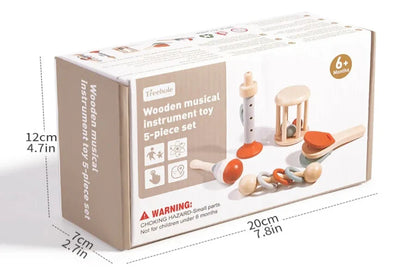 Wooden musical instruments set packaging with dimensions