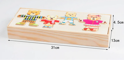Wooden bear dress-up puzzle dimensions