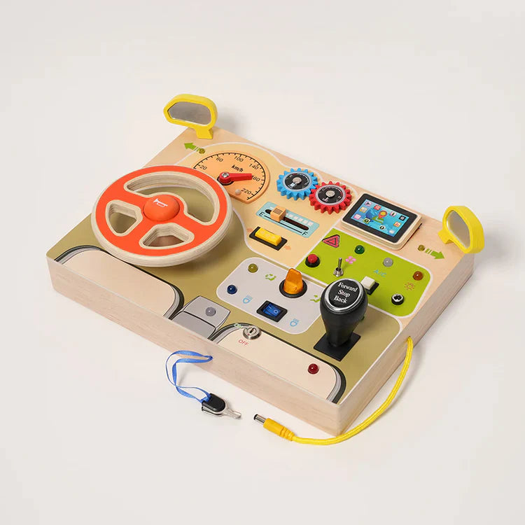Steering wheel busy board Montessori toy for toddlers driving play
