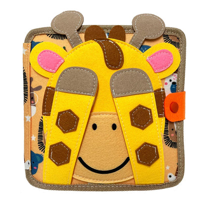 Montessori felt busy book page with zipping and buttoning activities