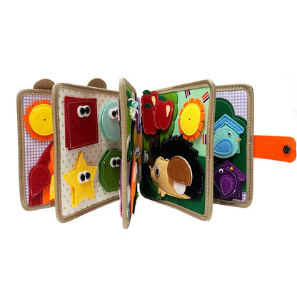 Montessori quiet book fine motor activities close-up