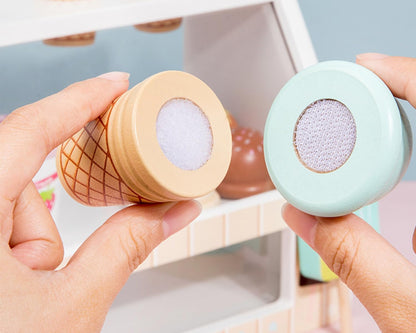 Wooden Ice Cream Counter Toy – Pretend Play Shop Set for Kids Ages 3+ - Wonder Minds Kids