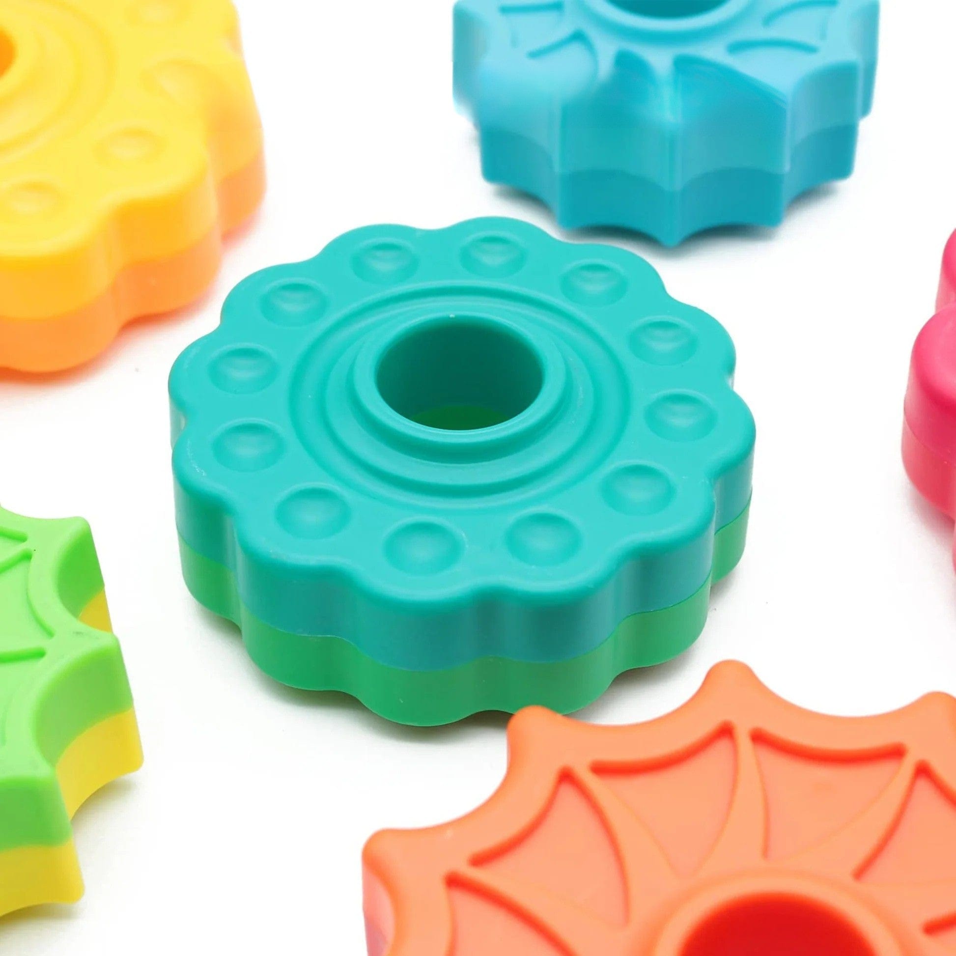 Close up spinning discs toddler toy