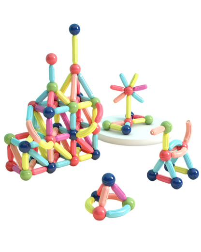 128 piece magnetic rods and balls construction set for STEAM learning