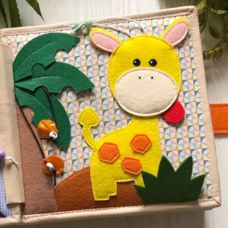 Montessori 3D Felt Cloth Book with Busy Board Features