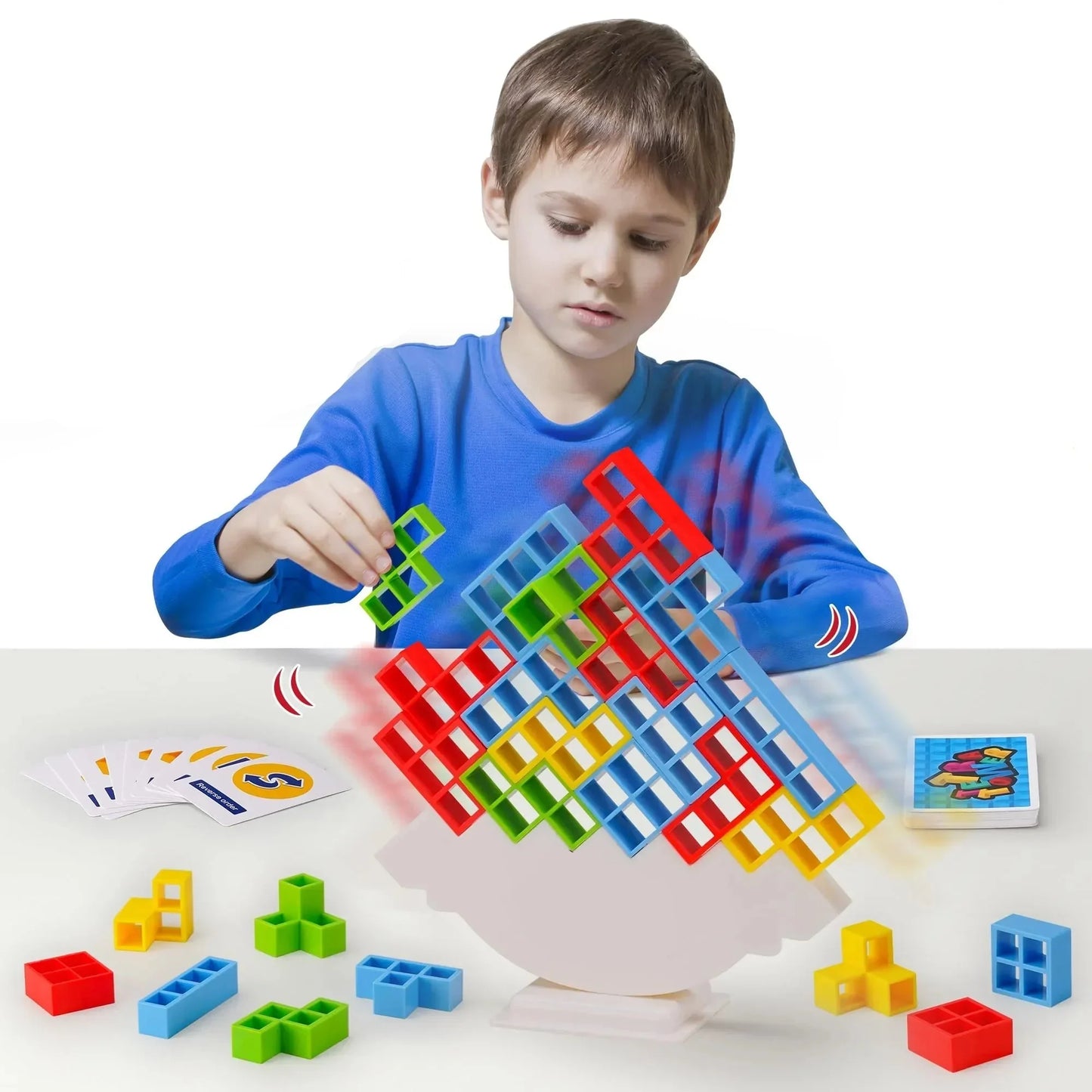 Child playing with Tetra Tower balancing blocks