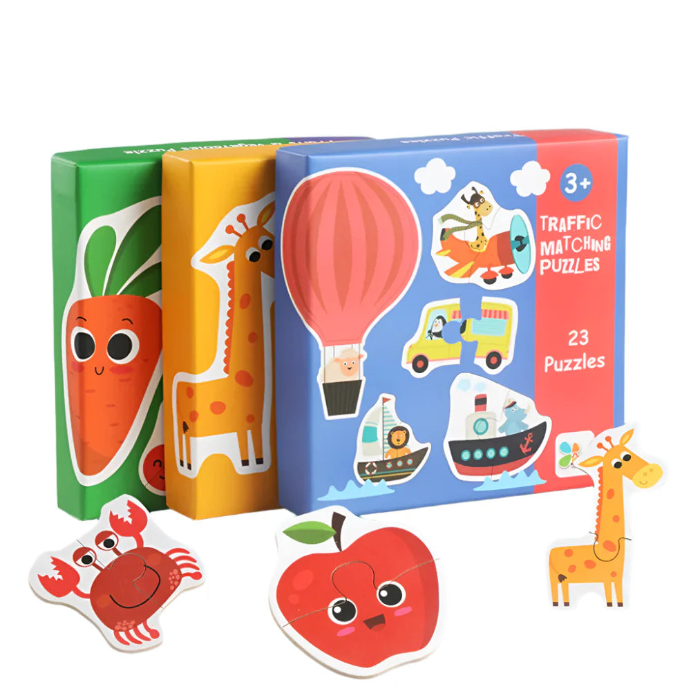 Montessori wooden matching puzzle for toddlers