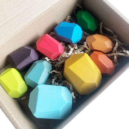 Wooden Stacking Stones colourful